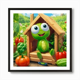On A Sunny Morning In The Village Of Vegetables (3) Art Print