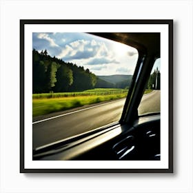 Move Drive Car Countryside Speed Mirror View Window Rear Asphalt Transport Driving Heave (5) Art Print