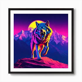 Wolf running Art Print