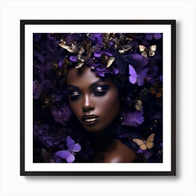 Purple Beauty With Butterflies 3 Art Print