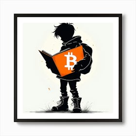 Bitcoin Boy Reading A Book Art Print