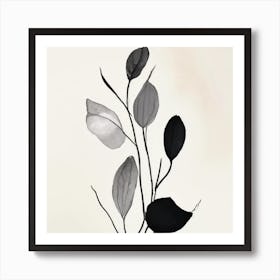 Black And White Leaves Art Print