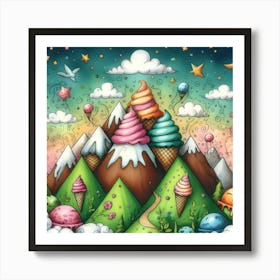 Ice Cream Mountain Art Print