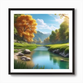 River In The Forest 78 Art Print