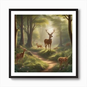 Deer In The Forest Art Print