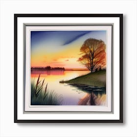 Sunset By The Lake 2 Art Print