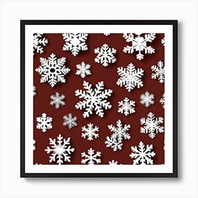 Snowflakes On A Red Background Art Print