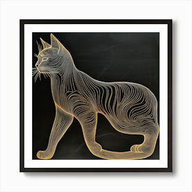 Cat On A Black Background Art Print