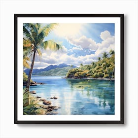 AI Serene Caribbean Waters Art Print