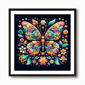 Decorative Floral Butterfly III Art Print