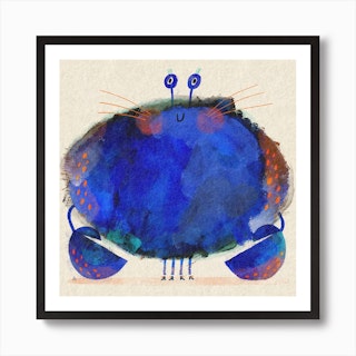 Happy Blue Crab Square Art Print