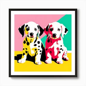 Dalmatian Pups, This Contemporary art brings POP Art and Flat Vector Art Together, Colorful Art, Animal Art, Home Decor, Kids Room Decor, Puppy Bank - 152nd Art Print