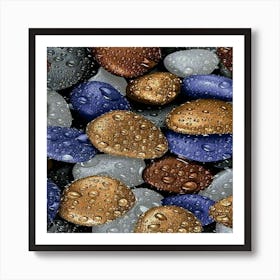 Pebbles With Water Droplets Art Print