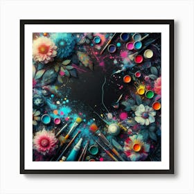 Abstract On A Black Background Art Print