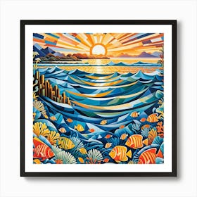 Great Barrier Reef At Sunrise Art Print