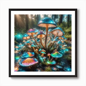 Mushrooms In The Forest Art Print