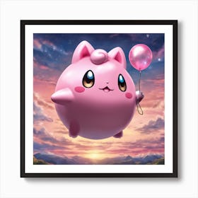 Pokemon Pink Balloon Art Print