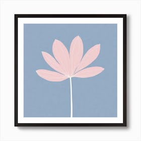 A White And Pink Flower In Minimalist Style Square Composition 653 Art Print