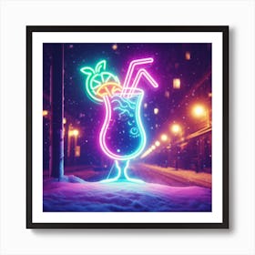 Neon Cocktail Art Print