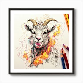 Goat On Fire 8 Art Print