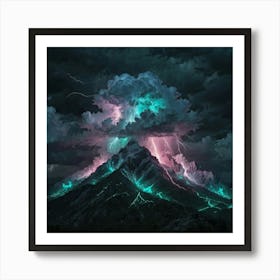 Lightning In The Mountains Art Print