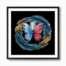 Butterfly In The Water Art Print