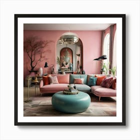 Pink Living Room Art Print