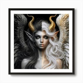 Angelic Woman With Wings Art Print