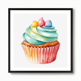 Watercolor Cupcake Art Print