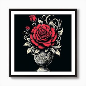 Roses In A Vase 2 Art Print