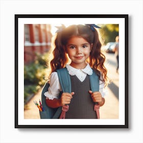 Little Girl In School Uniform Art Print