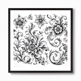 Ornate Floral Design 16 Art Print