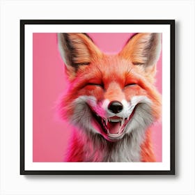 Fox On Pink Background Art Print