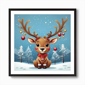 Christmas Reindeer 3 Art Print