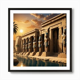 Egyptian Temples At Sunset 1 Art Print