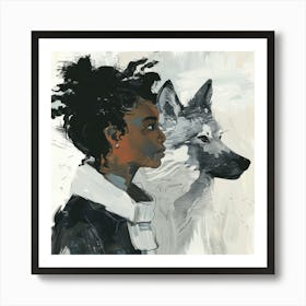 Girl With Wolf Art Print