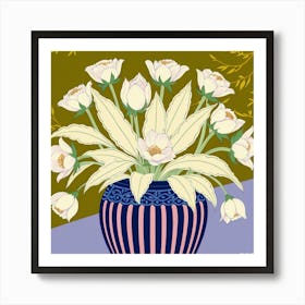 White Flowers In A Vase 2 Art Print