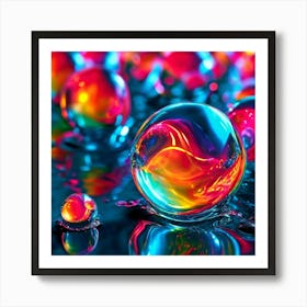 Glow Shapes Neon Bright Color 3d Fluid Bubbles Luminous Vibrant Vivid Radiant Flowing G (15) Art Print