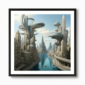 Futuristic City Art print 2 Art Print