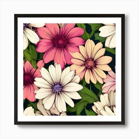 Seamless Pattern With Flowers 4 Art Print