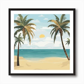 Palm Trees On The Beach Island Vacation Summer Art Print