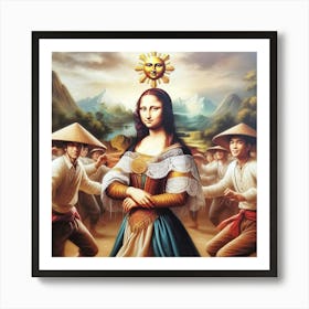 Mona Lisa dancing in Philippine costume Art Print