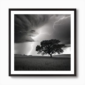 Lightning Over A Tree 2 Art Print