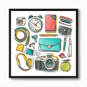 The Photographer Hand Sketch Camera Art Print