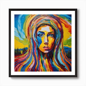 Woman With Colorful Hair 3 Art Print
