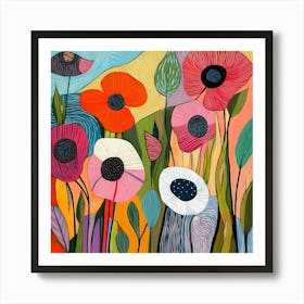 Vibrant Abstract Floral Composition Art Print