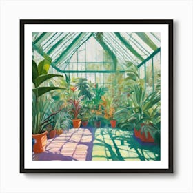 Botanical Greenhouse Series in Style of David Hockney 1 Art Print