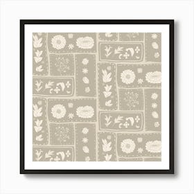 Beige Floral Pattern Art Print