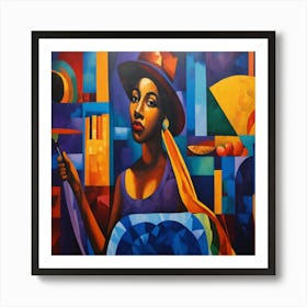 African Woman In Hat Art Print