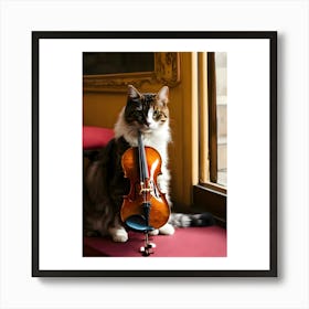 Cat Playing Violin Art Print